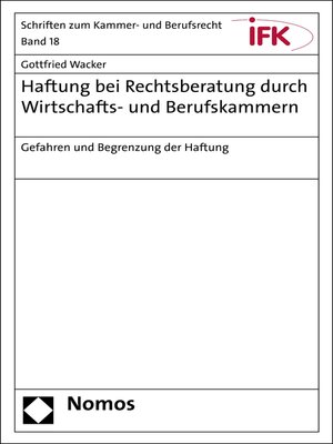 cover image of Haftung bei Rechtsberatung durch Wirtschafts- und Berufskammern